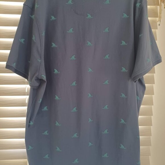 Margaritaville XXL Polo Blue Shark Fin Allover Print Tropical Beach Golf Shirt - Picture 6 of 6